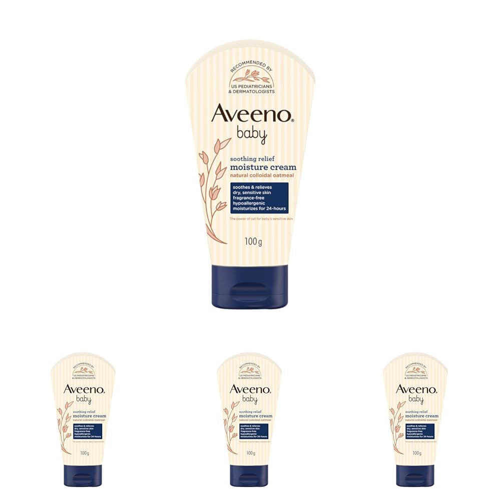 Aveeno Baby Soothing Relief Moisture Cream 100G 24-Hour Protection Dry, Itchy, Sensitive Skin|Clinically Proven|Active Oats|Us Pediatrician Recommended|Hypoallergenic, Fragrance-Free & Paraben-Free