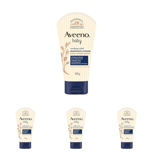 Aveeno Baby Soothing Relief Moisture Cream 100G 24-Hour Protection Dry, Itchy, Sensitive Skin|Clinically Proven|Active Oats|Us Pediatrician Recommended|Hypoallergenic, Fragrance-Free & Paraben-Free
