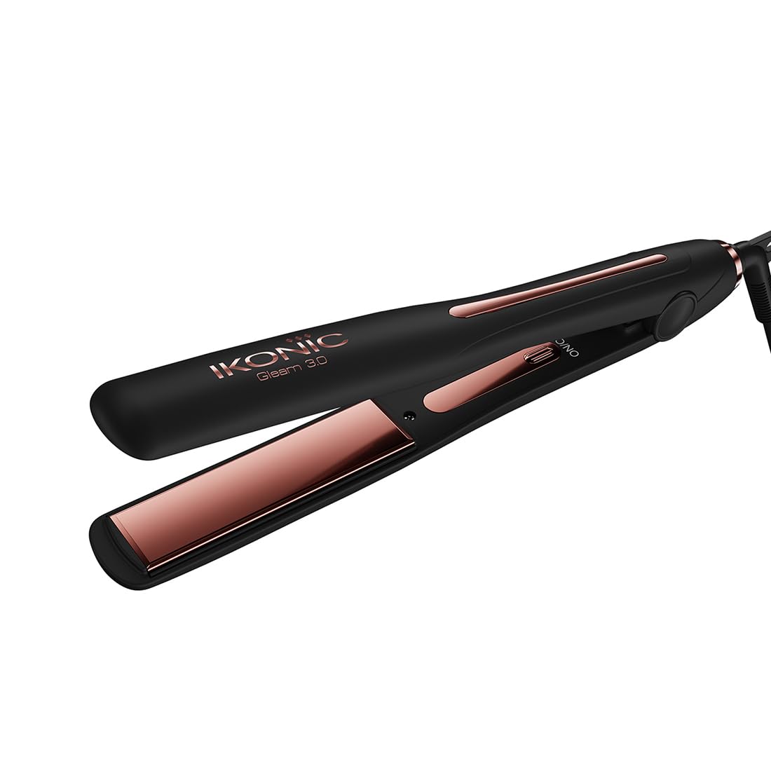 Ikonic Professional Gleam 3.0 Hair Straightener For Women, 1 Inch Titanium Rose Gold Floating Plates,Digital Temperature Control 150°C-230°C , Instant Heat-Up , Auto Shut-Off Safety, Professional Salon Hair Styling, Black