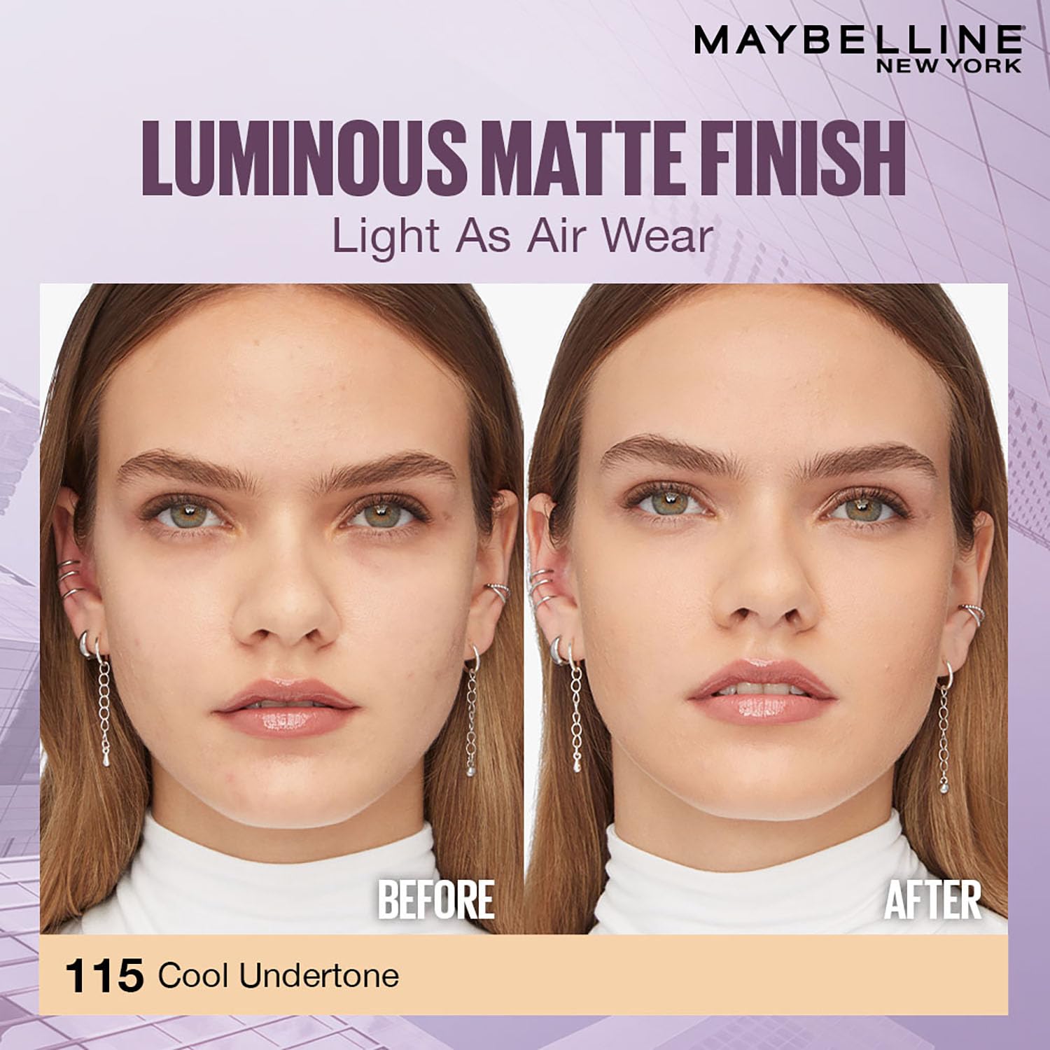 Maybelline New York Super Stay Lumi Matte Liquid Foundation, 115 | 30HR Long Lasting, Lightweight, Suitable for all skintypes
