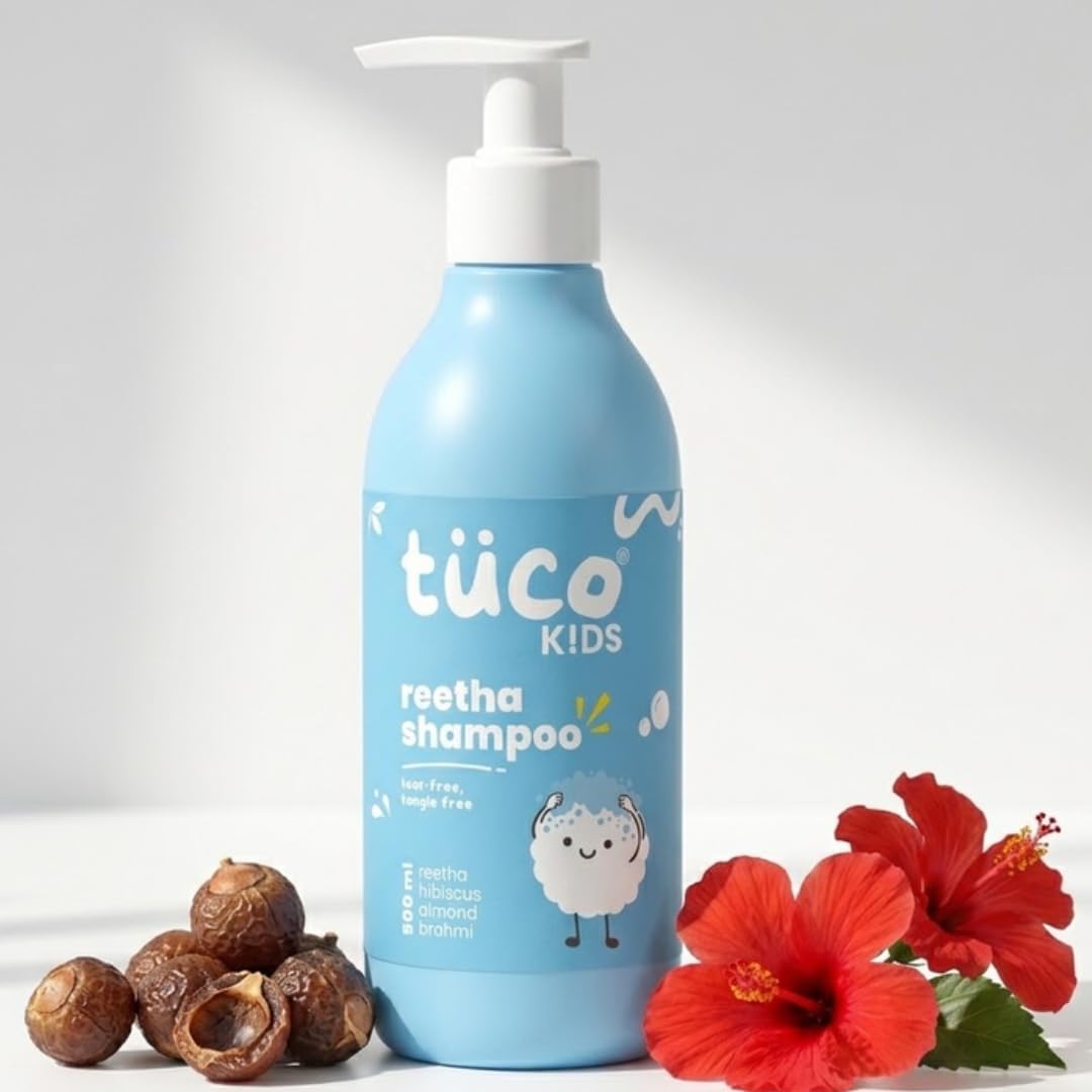 Tuco Kids Mild Shampoo for Kids, Hibiscus & Soapnut, Tear-Free, 500ml