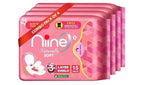 NIINE Naturally Soft Ultra Thin XL+ Sanitary Napkins for Heavy Flow (Pack of 4) 60 Pads with Free Biodegradable Disposal Bags
