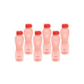 MILTON Mayo PET Water Bottle Set of 6 | BPA Free, Food Grade Plastic | Leak-Proof, Unbreakable & Reusable | Ideal for Fridge, Office, School & Home Use, 1 Litre Each, Red