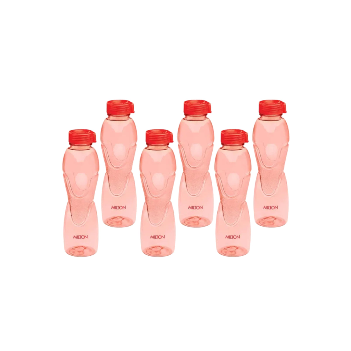 MILTON Mayo PET Water Bottle Set of 6 | BPA Free, Food Grade Plastic | Leak-Proof, Unbreakable & Reusable | Ideal for Fridge, Office, School & Home Use, 1 Litre Each, Red
