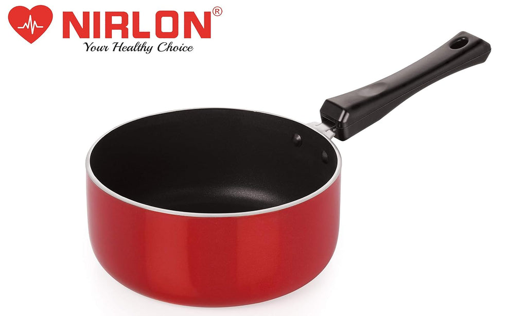 NIRLON Non Stick Food Grade Quality Aluminium Sauce Pan/Milk Pan/Coffee Pan/Tea Pan/Tea Pot/Milk Pot 16Cm - 1.2 Ltr Lpg Stove Compatible Only[New_26Mm_Classic_Sp(M)], 1.2 Liter