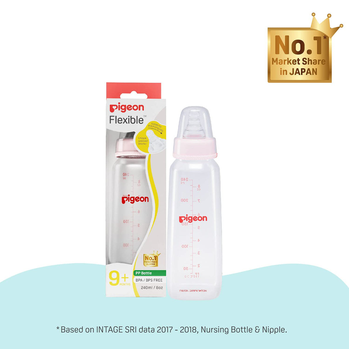 Pigeon Peristaltic Nursing Bottle KPP 240ml Pink Nipple L | Baby Bottle | Natural Feeding Bottle for Baby | BPA Free | Baby Bottles for Milk