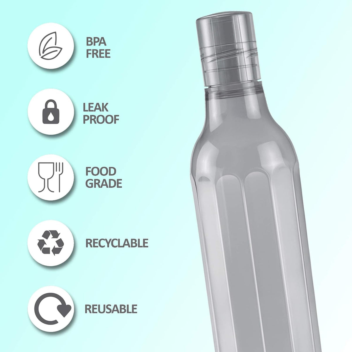 MILTON Prism 1000 Pet Water Bottle, 1 Piece, 1 Litre, Grey | BPA Free | 100% Leak Proof | Office | Gym | Home | Kitchen | Travel | Hiking | Treking
