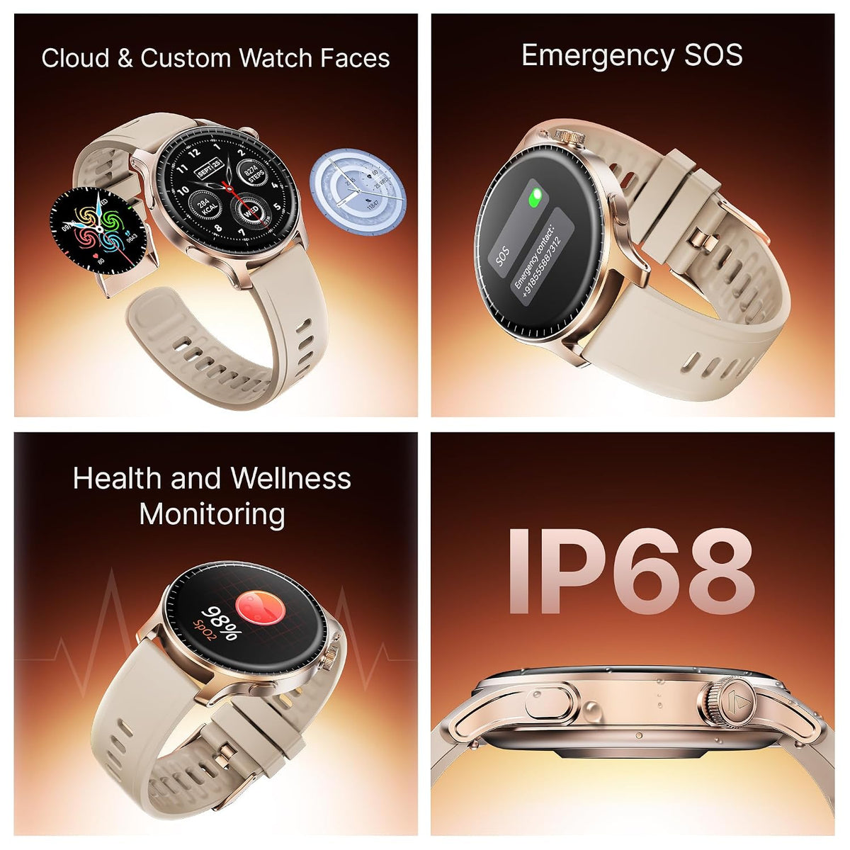 boAt Ultima Prime smartwatch with 1.43” AMOLED Display, AOD, Personalized Fitness Nudges, Functional Crown,100+ Sports Modes, Create Your Own Watchface, smartwatch for man and Woman (Rose Gold)