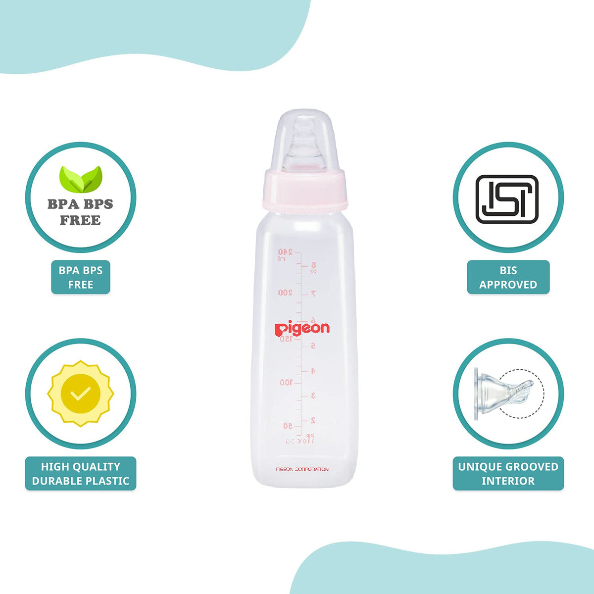 Pigeon Peristaltic Nursing Bottle KPP 240ml Pink Nipple L | Baby Bottle | Natural Feeding Bottle for Baby | BPA Free | Baby Bottles for Milk