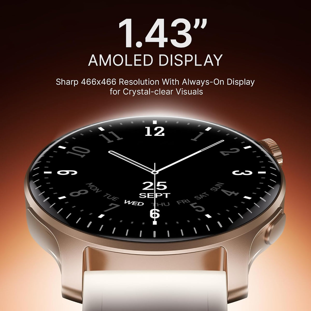 boAt Ultima Prime smartwatch with 1.43” AMOLED Display, AOD, Personalized Fitness Nudges, Functional Crown,100+ Sports Modes, Create Your Own Watchface, smartwatch for man and Woman (Rose Gold)