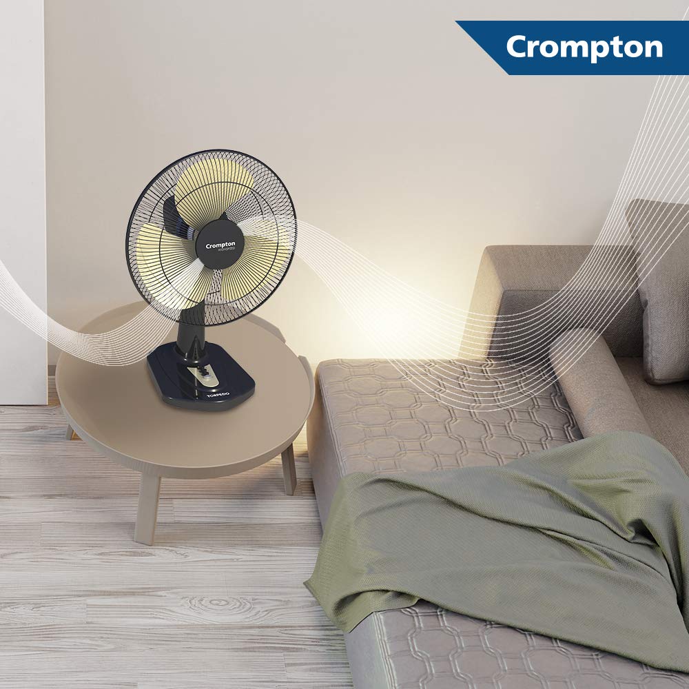 Crompton HighSpeed Torpedo 400-MM Table Fan (Black Yellow)