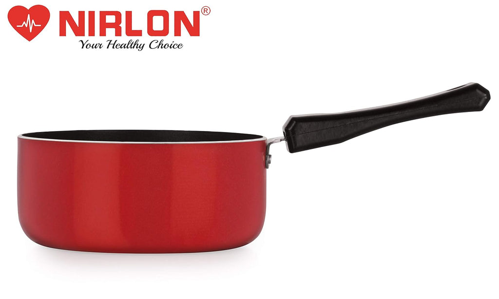 NIRLON Non Stick Food Grade Quality Aluminium Sauce Pan/Milk Pan/Coffee Pan/Tea Pan/Tea Pot/Milk Pot 16Cm - 1.2 Ltr Lpg Stove Compatible Only[New_26Mm_Classic_Sp(M)], 1.2 Liter