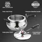 Milton Pro Cook Induction Cookware & Gas Stove Friendly Triply Stainless Steel Royal Curve Inner Lid Pressure Cooker 5 Litre | Even Heat Distribution |...
