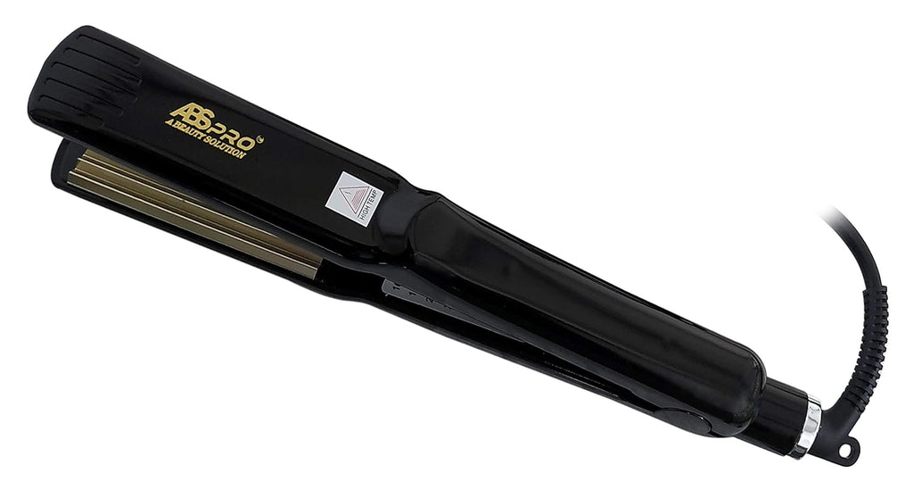 PROFESSIONAL FEEL ABS Pro Professional Electric Ceramic Corrugated Hair Crimper Curler Straightening Iron Wide Plates Waver Corn, Flat Irons Styling Tools with Fast Warm-up, Black