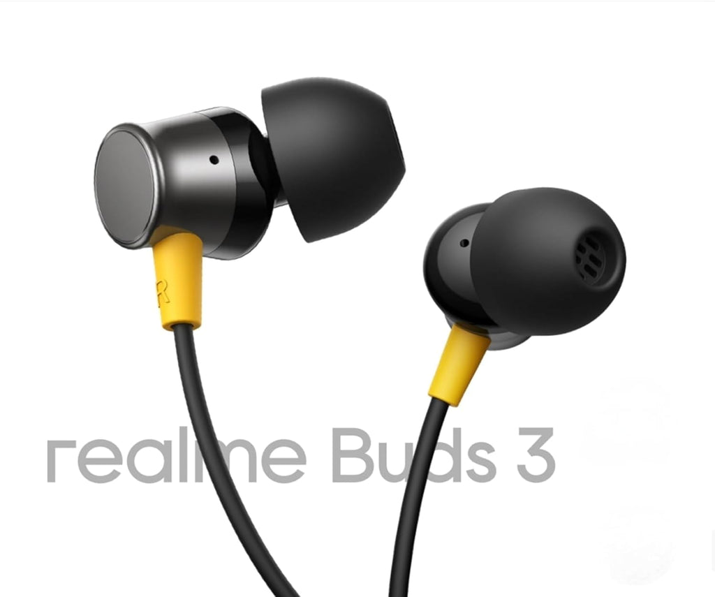 realme Buds 3 Wired Earphones with Mic (Black) | 9mm Dynamic Driver | 3.5mm Jack | Single Button Control | Braided Tangle-Free Cable | Model RMA2419 (Buds 3 3.5mm Wired Earphone, Color Black) In Ear