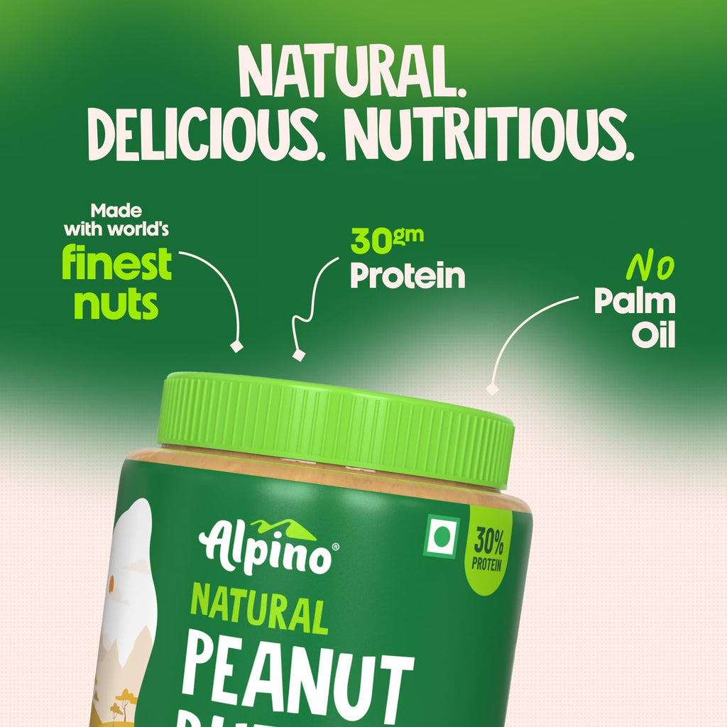 ALPINO Natural Peanut Butter Crunch 1kg  (Pack of 3)