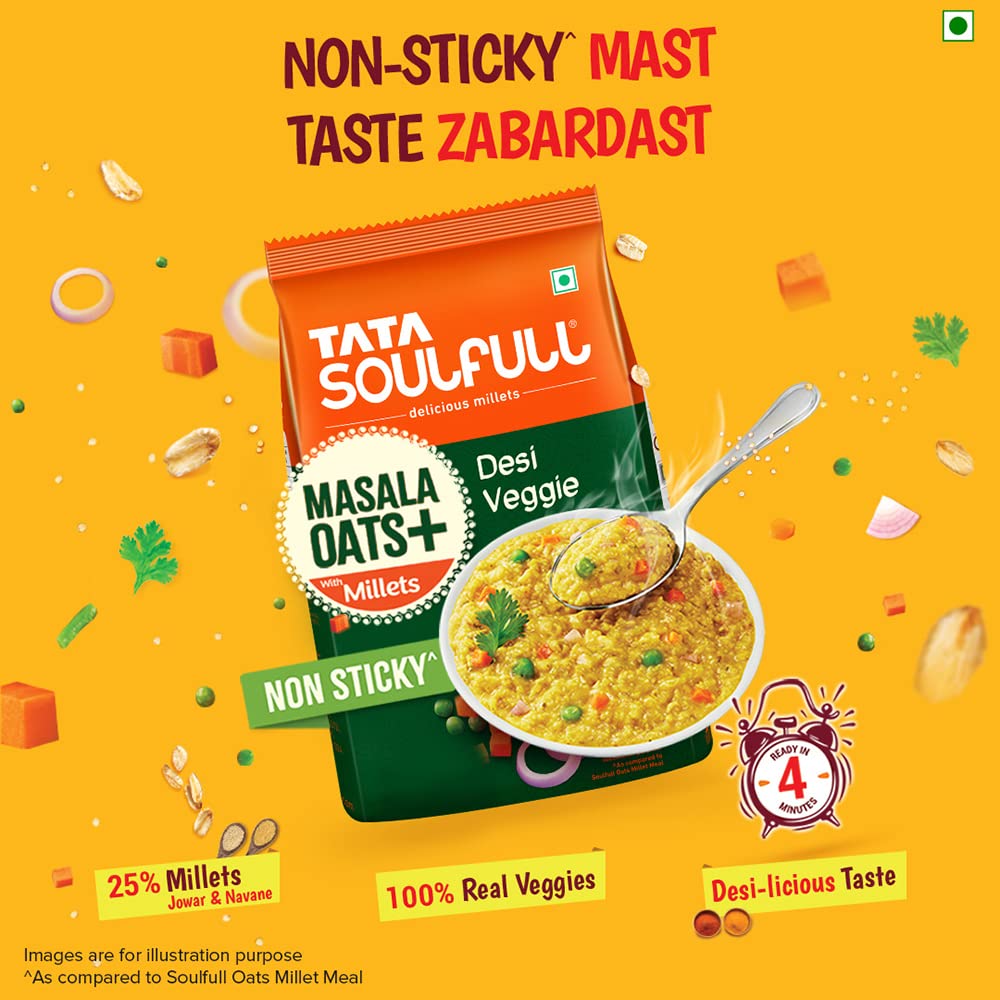 Tata Soulfull Masala Oats+ With Millets, Desi Veggie, 500g