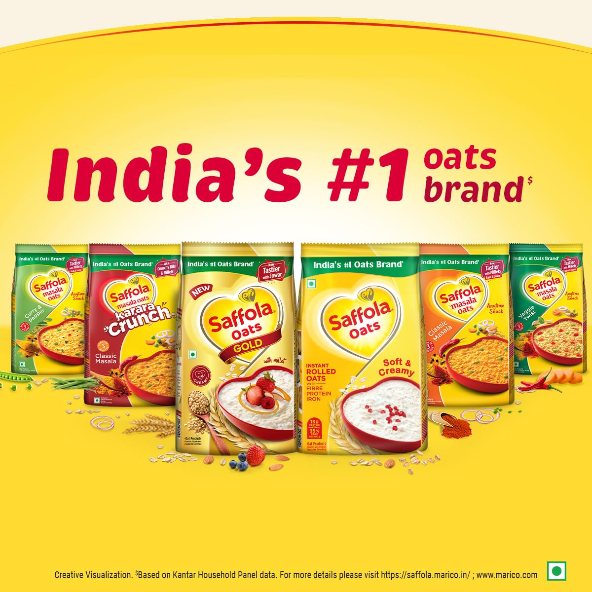 Saffola Rolled Oats | 1kg Jar | Soft & Creamy | Power of Protein, Iron & Fibre, Nutritious grain | No added sugar & Preservatives | Helps manage weight | Aids Digestion (Pack of 3)