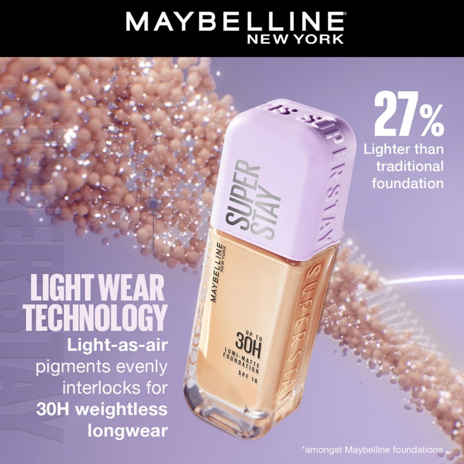 Maybelline New York Super Stay Lumi Matte Liquid Foundation, 140 | 30HR Long Lasting, Lightweight, Suitable for all Skintypes