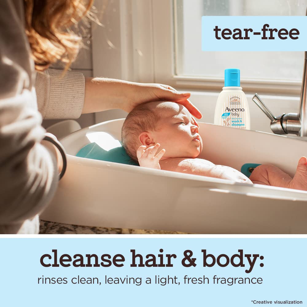 Combo pack Aveeno Baby Soothing Relief Moisture Cream (227g) + Wash and Shampoo (100ml) | With natural oat extract | Hypoallergenic, pediatrician recommended | Cleanses, nourishes, soothes & protects baby's sensitive skin