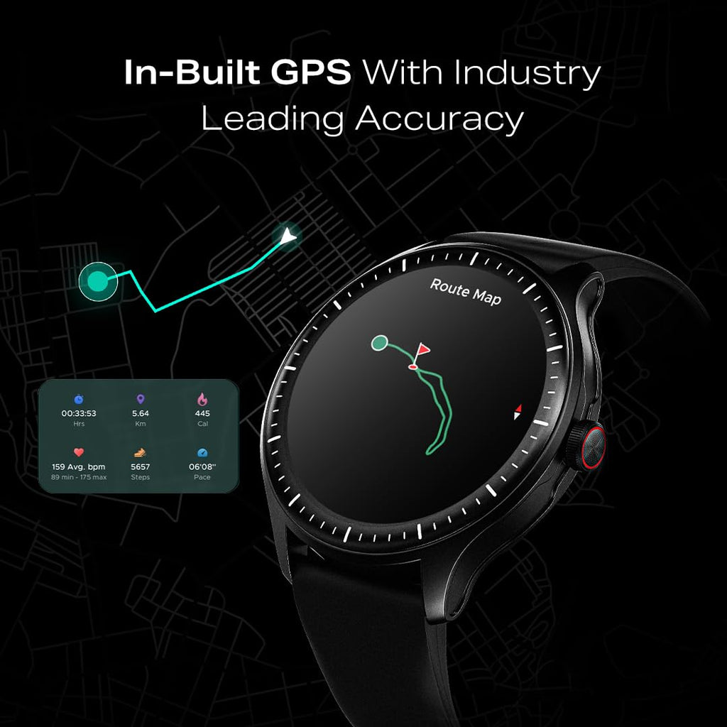 boAt Valour Watch 1 GPS, AI Based Auto Gym Mode,Built-in GPS, Advanced X2 Chip, 6-axis sensors, 3 ATM,15 Days Battery,1.43" AMOLED Display w/Gorilla Glass Smart Watches for Men & Women (Active Black)