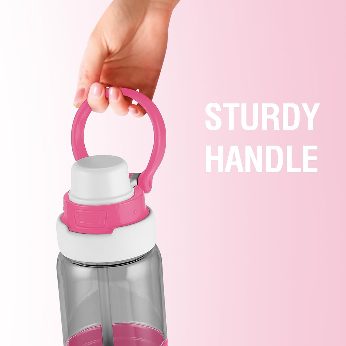 MILTON Navi 800 2-in-1 Lid Sip or Gulp Water Bottle 800 ml | Sturdy Handle I BPA Free| Food-Grade | One-Touch Open | Leak-Proof | Ideal for Office, School, College, Gym, Pink