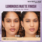 Maybelline New York Super Stay Lumi Matte Liquid Foundation, 140 | 30HR Long Lasting, Lightweight, Suitable for all Skintypes