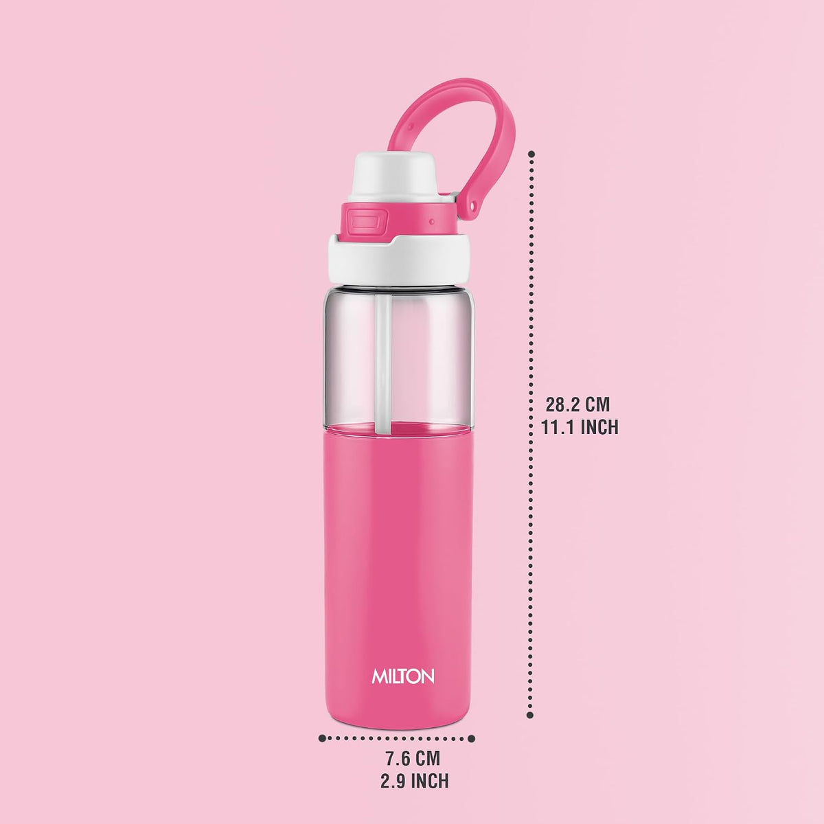 MILTON Navi 800 2-in-1 Lid Sip or Gulp Water Bottle 800 ml | Sturdy Handle I BPA Free| Food-Grade | One-Touch Open | Leak-Proof | Ideal for Office, School, College, Gym, Pink