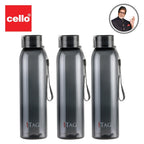 CELLO My Tag PET Water Bottle | 100% food grade | Leak proof and Break proof | Set of 3-1000ml | Black