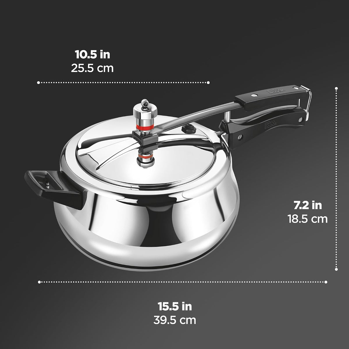 Milton Pro Cook Induction Cookware & Gas Stove Friendly Triply Stainless Steel Royal Curve Inner Lid Pressure Cooker 5 Litre | Even Heat Distribution |...