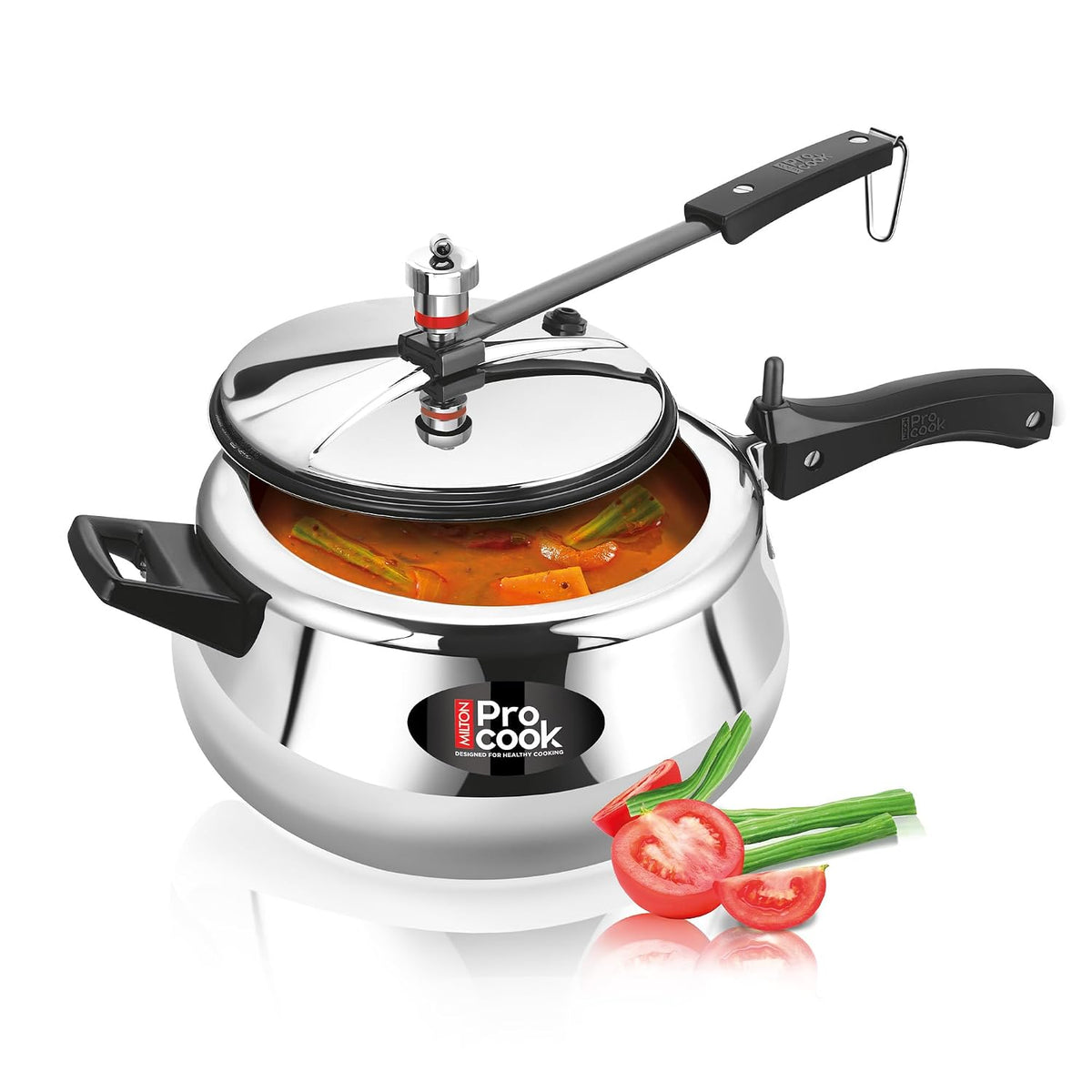 Milton Pro Cook Induction Cookware & Gas Stove Friendly Triply Stainless Steel Royal Curve Inner Lid Pressure Cooker 5 Litre | Even Heat Distribution |...