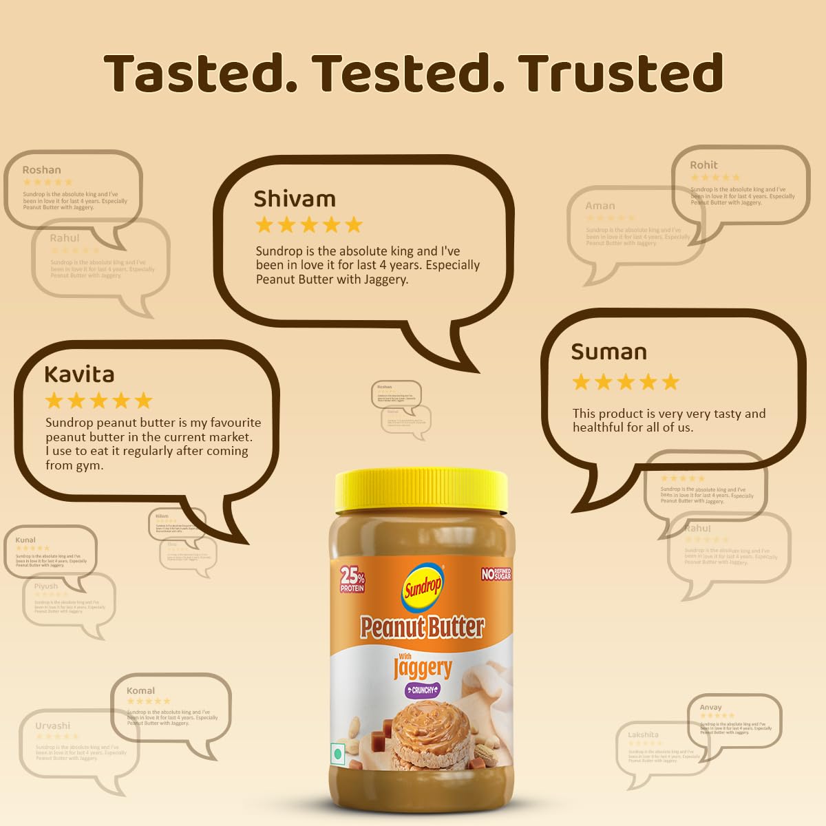 Sundrop Peanut Butter with Jaggery | Crunchy | 900 grams