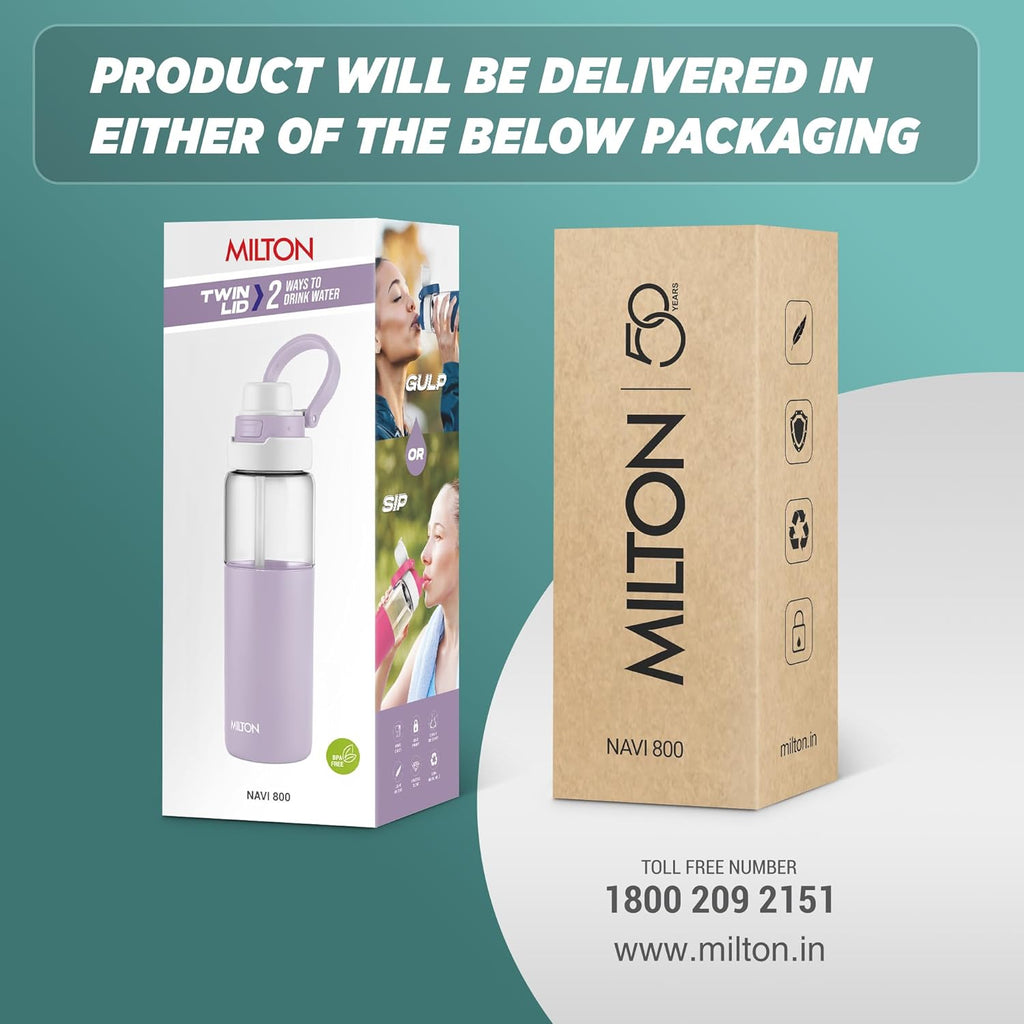 MILTON Navi 800 2-in-1 Lid Sip or Gulp Water Bottle 800 ml | Sturdy Handle I BPA Free| Food-Grade | One-Touch Open | Leak-Proof | Ideal for Office, School, College, Gym, Pink