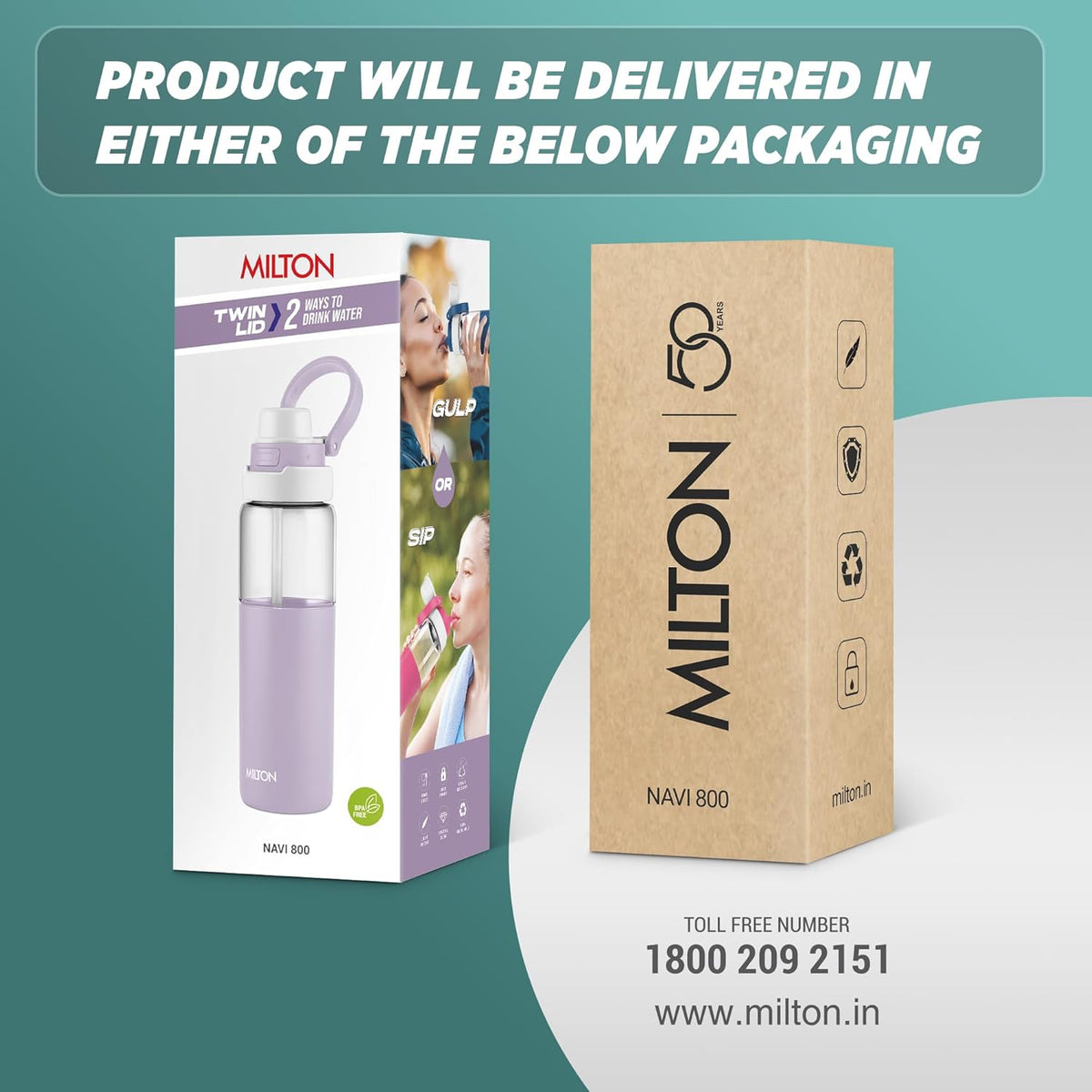 MILTON Navi 800 2-in-1 Lid Sip or Gulp Water Bottle 800 ml | Sturdy Handle I BPA Free| Food-Grade | One-Touch Open | Leak-Proof | Ideal for Office, School, College, Gym, Pink
