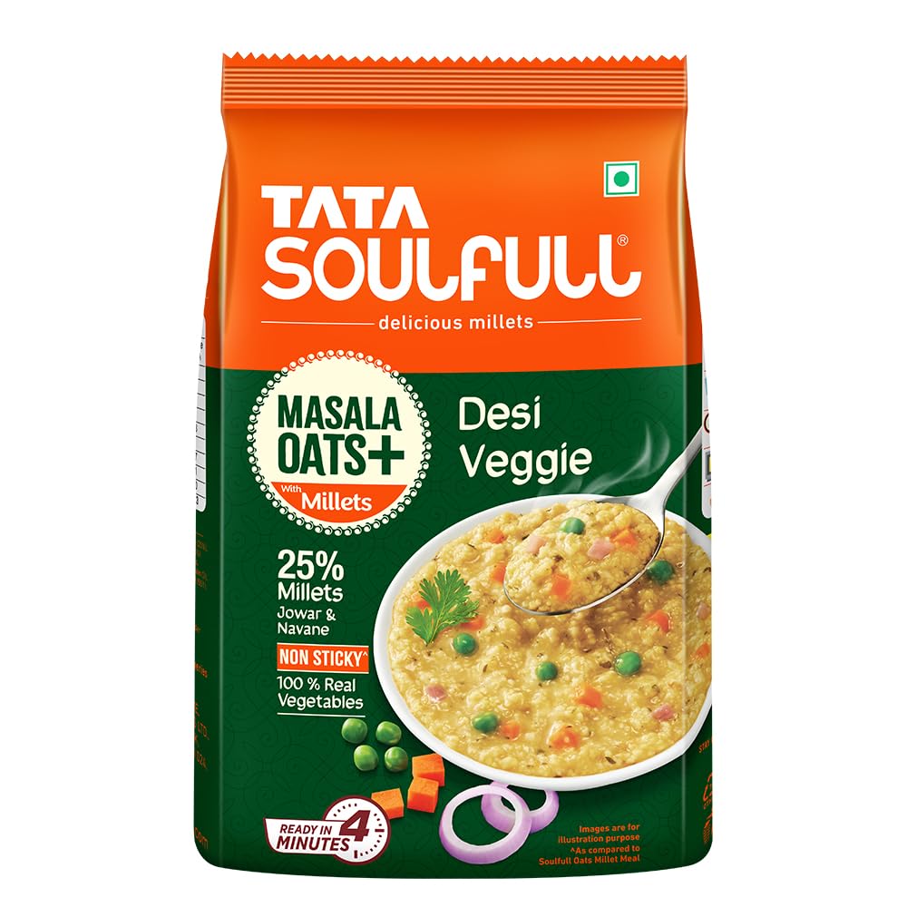 Tata Soulfull Masala Oats+ With Millets, Desi Veggie, 500g