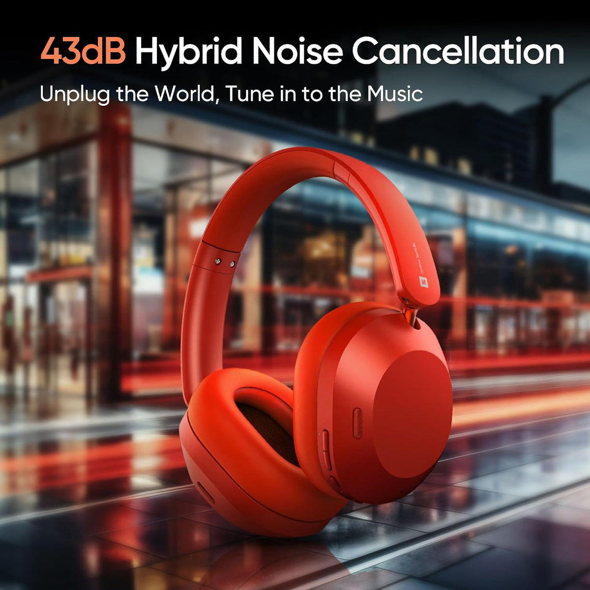 realme TechLife Studio H1 Over The Ear Over Ear Wireless Headphone with 70Hours Playtime 360° Spatial Audio, 40mm Drivers, 80ms Superlow Latency, 43 dB Adaptive ANC-Red