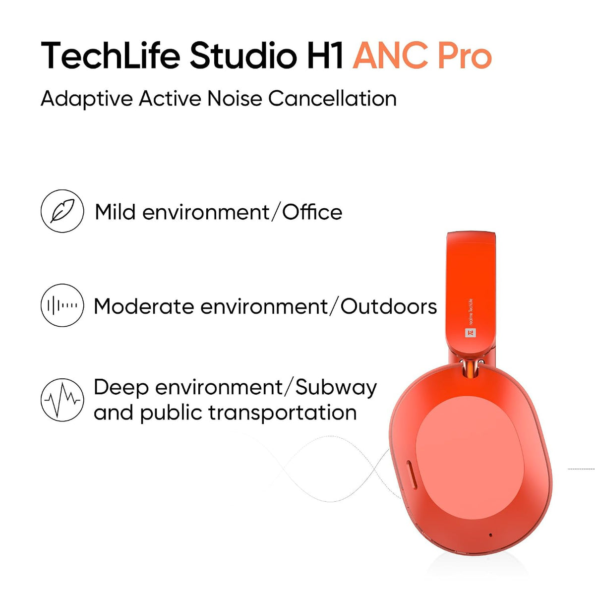 realme TechLife Studio H1 Over The Ear Over Ear Wireless Headphone with 70Hours Playtime 360° Spatial Audio, 40mm Drivers, 80ms Superlow Latency, 43 dB Adaptive ANC-Red