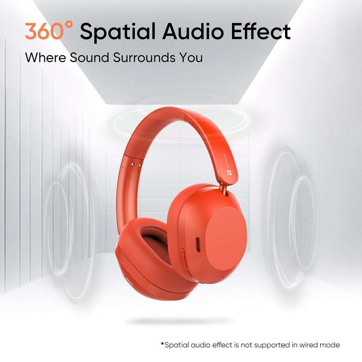realme TechLife Studio H1 Over The Ear Over Ear Wireless Headphone with 70Hours Playtime 360° Spatial Audio, 40mm Drivers, 80ms Superlow Latency, 43 dB Adaptive ANC-Red