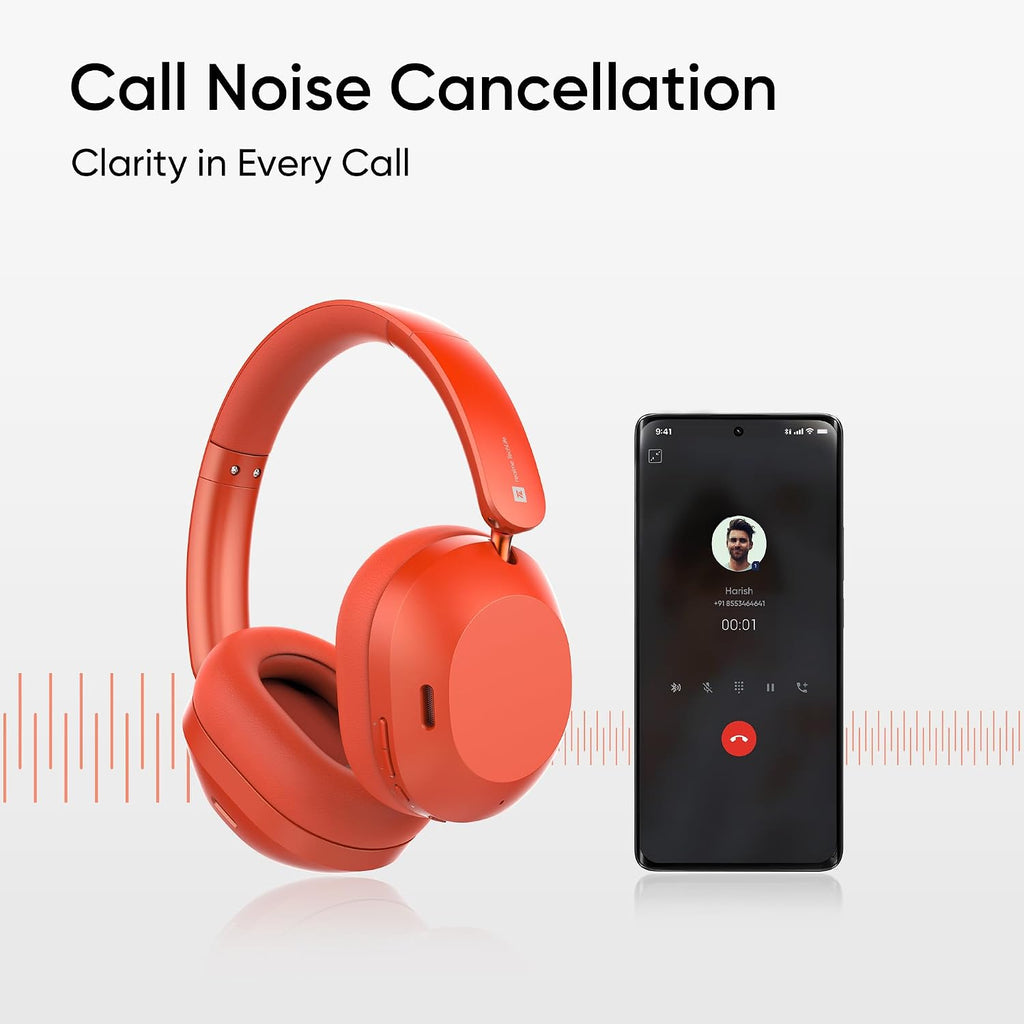 realme TechLife Studio H1 Over The Ear Over Ear Wireless Headphone with 70Hours Playtime 360° Spatial Audio, 40mm Drivers, 80ms Superlow Latency, 43 dB Adaptive ANC-Red