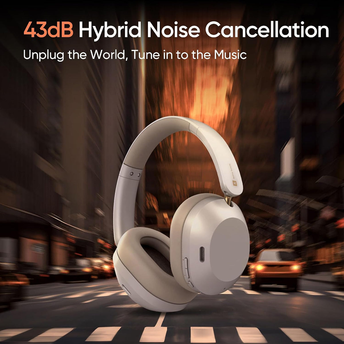 realme TechLife Studio H1 Over The Ear Over Ear Wireless Headphone with 70Hours Playtime 360° Spatial Audio, 40mm Drivers, 80ms Superlow Latency, 43 dB Adaptive ANC-White