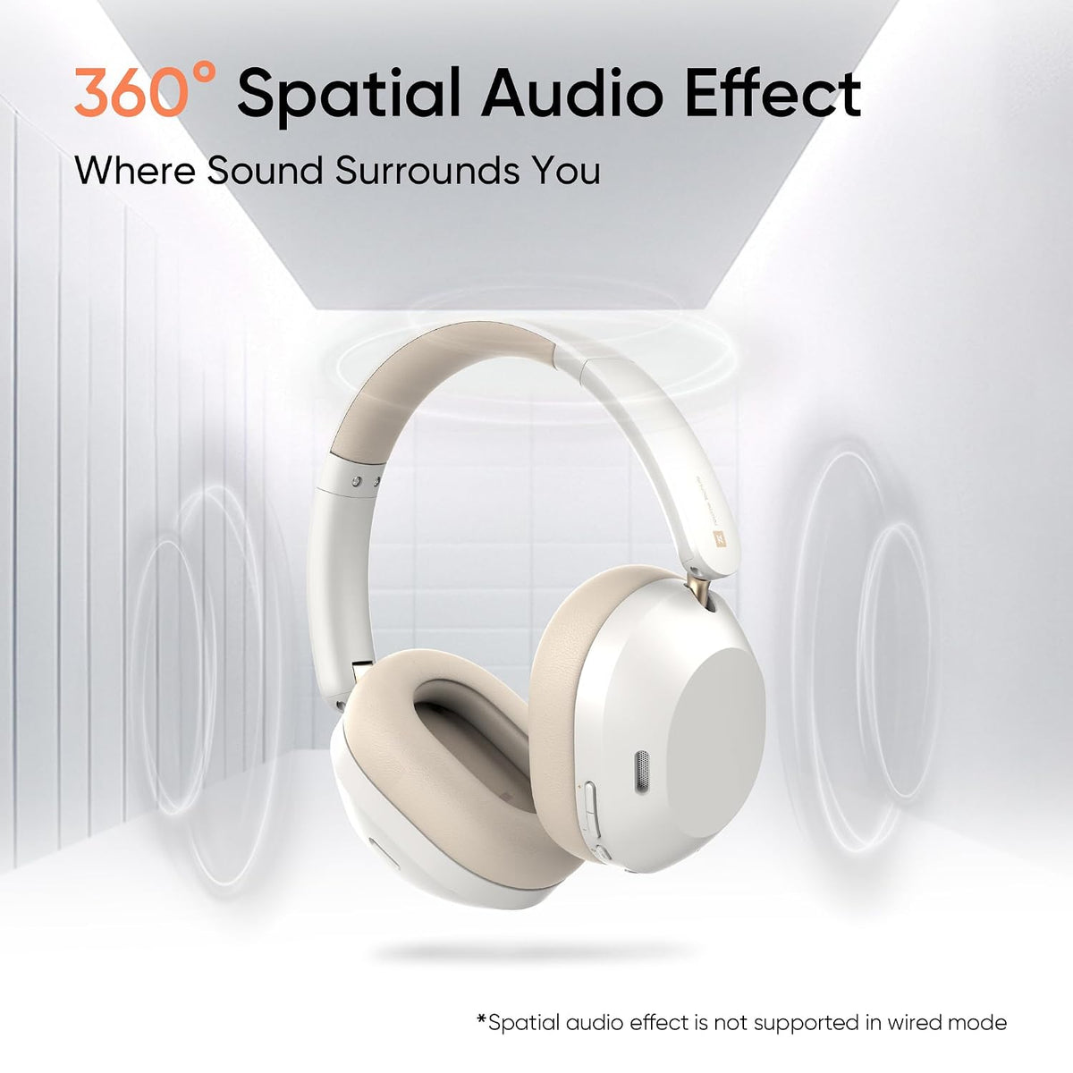 realme TechLife Studio H1 Over The Ear Over Ear Wireless Headphone with 70Hours Playtime 360° Spatial Audio, 40mm Drivers, 80ms Superlow Latency, 43 dB Adaptive ANC-White