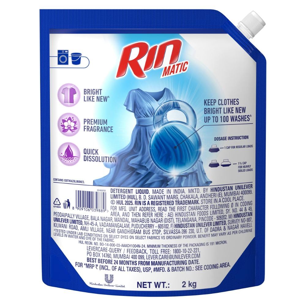 RIN Matic Liquid Detergent, 2Kg