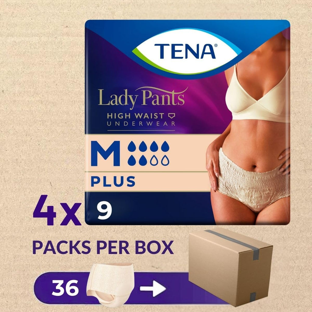 TENA Lady High Waist Adult Diaper Pants for Moderate to Heavy Bladder Weakness | 36 Pcs | Medium (M) Size | Incontinence Panties,Underwear for Women | Waist Size 30-42 inch | 75-105 cms