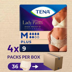 TENA Lady High Waist Adult Diaper Pants for Moderate to Heavy Bladder Weakness | 36 Pcs | Medium (M) Size | Incontinence Panties,Underwear for Women | Waist Size 30-42 inch | 75-105 cms
