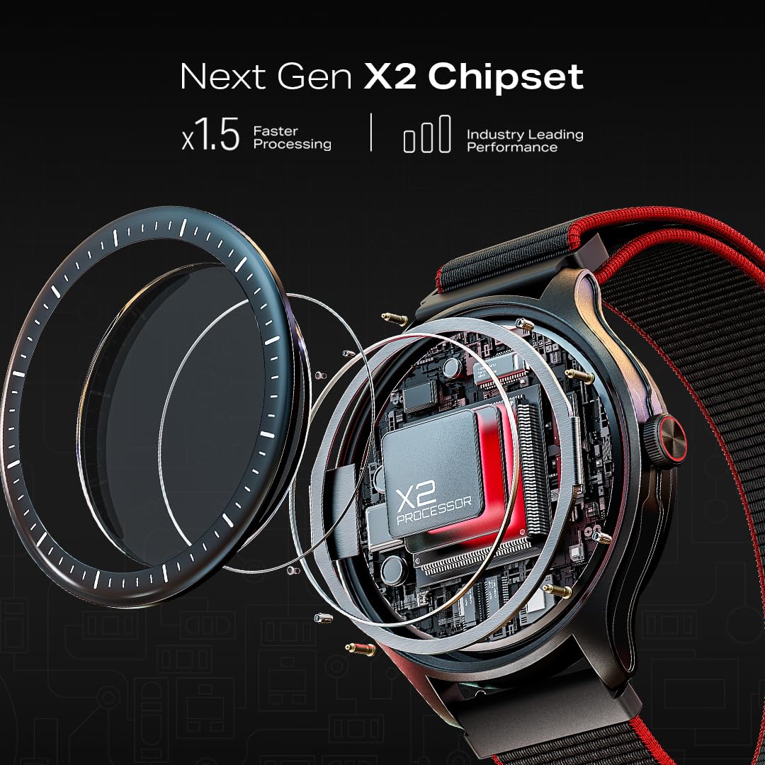 boAt Valour Watch 1 GPS, AI Based Auto Gym Mode, Built-in GPS, Advanced X2 Chip, 6-axis sensors, 3 ATM,15 Days Battery,1.43" AMOLED Display w/Gorilla Glass Smart Watches for Man (Fusion Black)