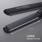 Ikonic Professional Pro Straight Hair Straightener For Women, 1.5 Inch Ceramic Floating Plates, Adjustable Temperature 130°C–230°C, Instant Heat-Up Technology, Frizz-Free Straightening, Smooth & Sleek Hair, Salon Professional Styling, Black