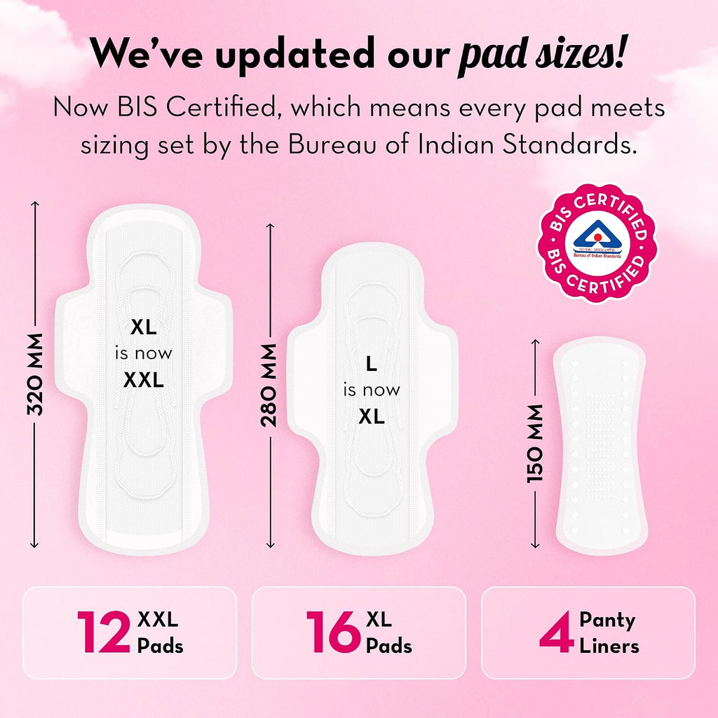Plush Ultra-Thin Sanitary Napkins for Women 28 Pcs (Pack of 3)| B2G1 Supersaver Combo of 84 Pads | 48 XL, 36 XXL Rash-Free Pads & 12 Pantyliner
