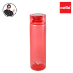 CELLO H2O Round Unbreakable Plastic Water Bottle Premium Edition | Lid is sealed by a silicone ring | Leak proof & break-proof | 1 Liter | Pink