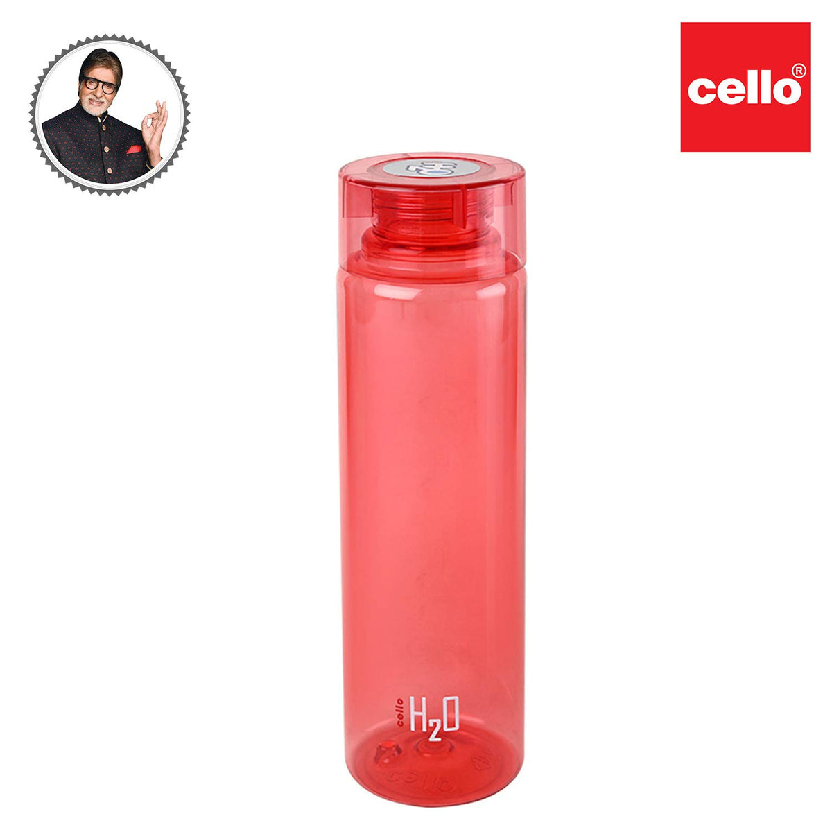 CELLO H2O Round Unbreakable Plastic Water Bottle Premium Edition | Lid is sealed by a silicone ring | Leak proof & break-proof | 1 Liter | Pink