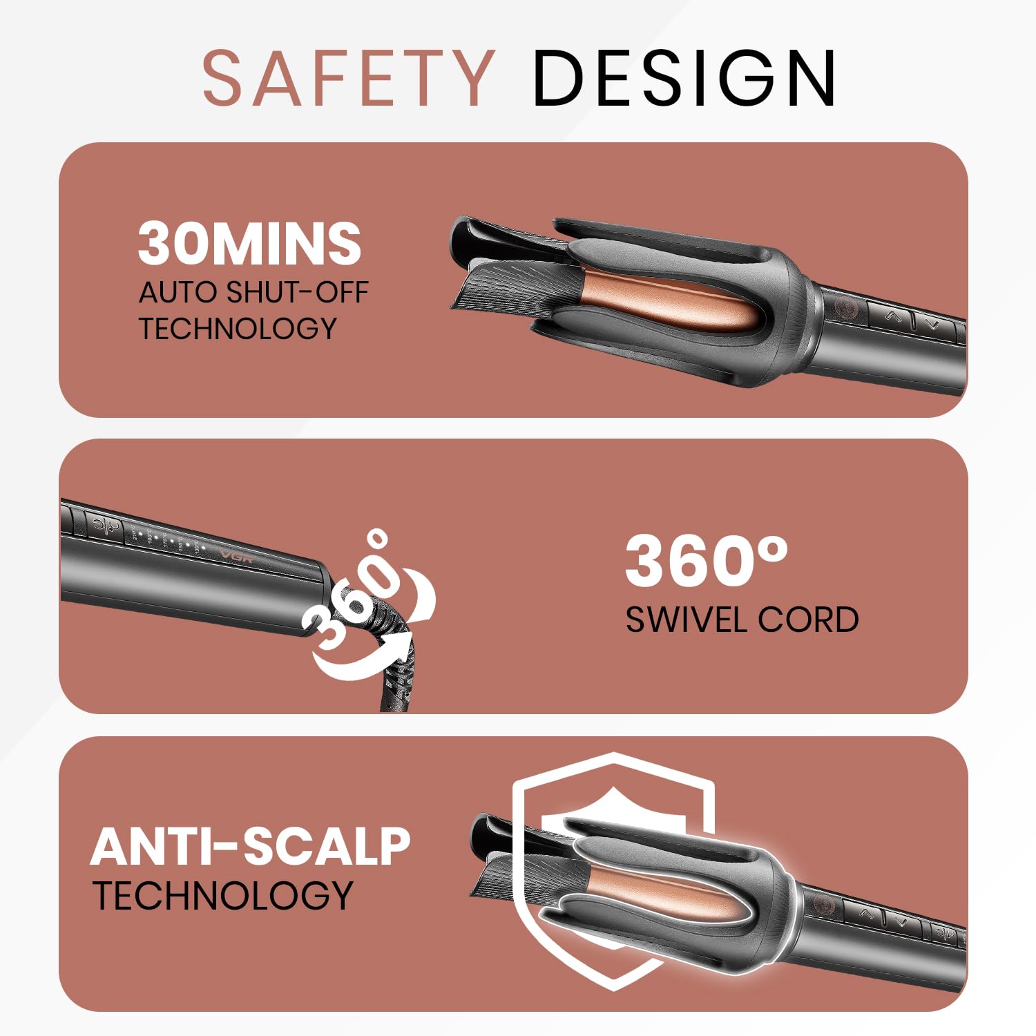 VGR Automatic Hair Curler for Women | Smart 2-Way Rotating Curling Iron | 32mm Ceramic Barrel